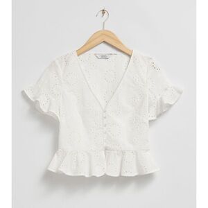 & Other Stories White Eyelet Ruffle Blouse